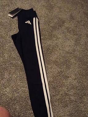 adidas Black Leggings with White Side Stripes - Kids